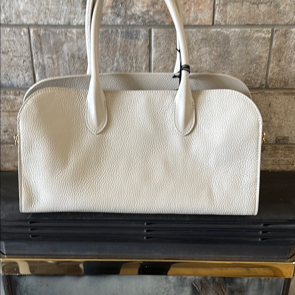 NWT Claudia Elegant Cream East/West Leather Handbag